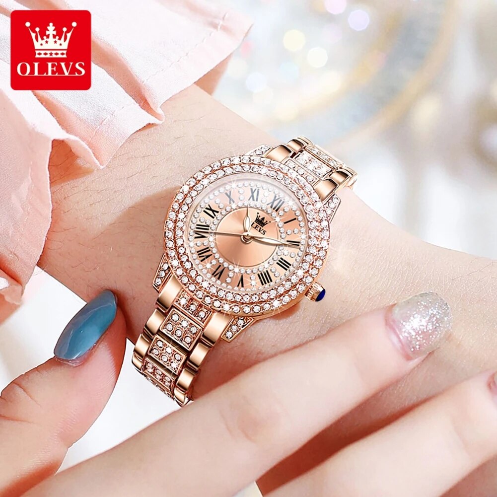 OLEVS 9943 Luxury All Diamond  - Luxury Watch Lady review and price